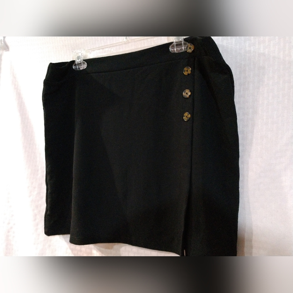 No Boundaries Black Knit Mini Skirt Faux Wrap Front Size Juniors XXXL 21